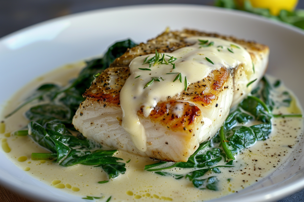 Luscious Lemon-Garlic Seabass with Creamed Spinach – Miarecipes