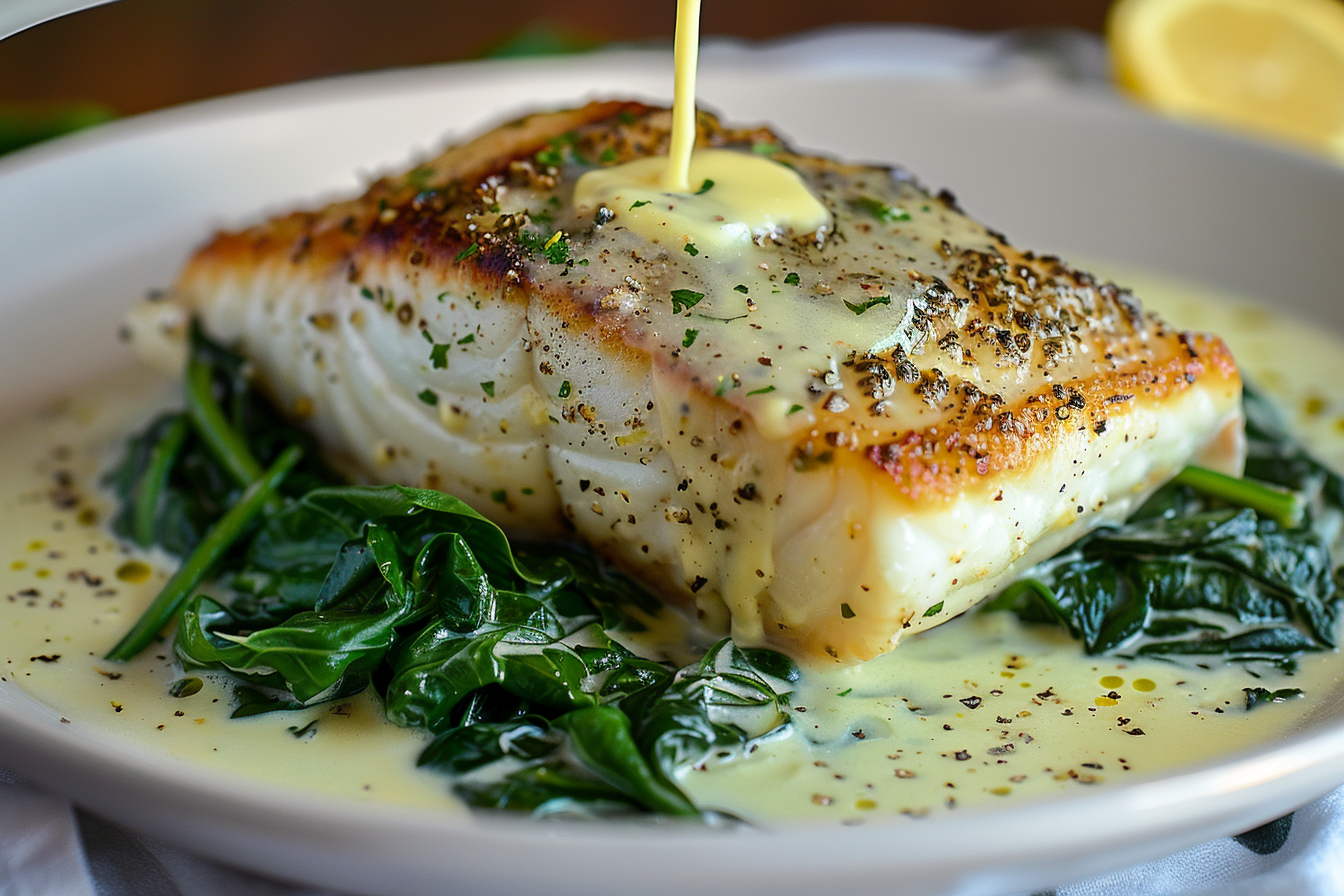 Luscious Lemon-Garlic Seabass with Creamed Spinach – Miarecipes